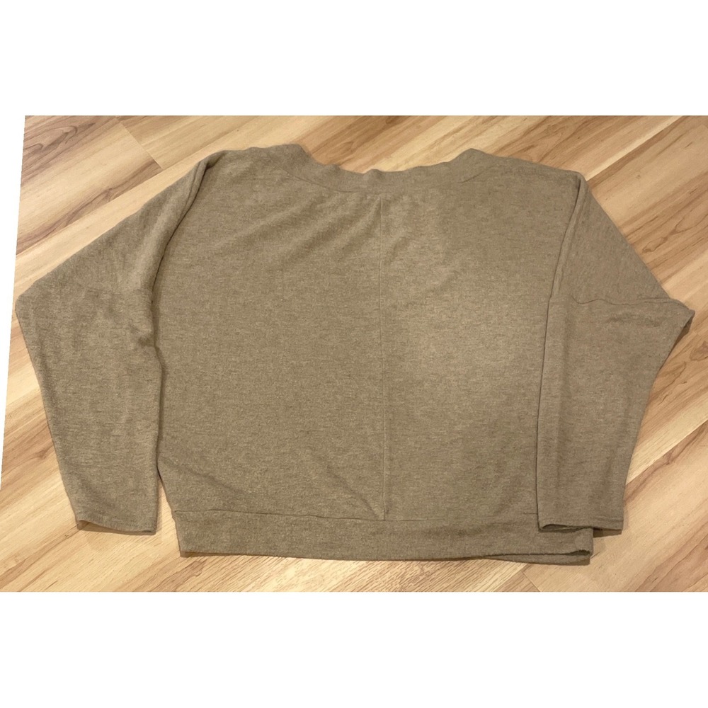 Enti Clothing Anthropologie Women Sweater Batwing Sleeve Boat Neck Medium Tan